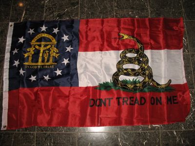 3x5 Gadsden Don't Tread On Me Georgia GA State Flag 3'x5' Tea Party Banner brass grommets