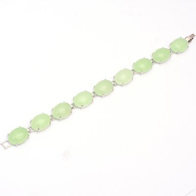 JOE FOREMAN Fashion Jade Woman's Bracelet Light Green 12x16mm 7 Inchese