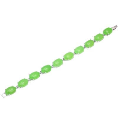 JOE FOREMAN Fashion Jade Woman's Bracelet Green 10x14mm 7 Inchese