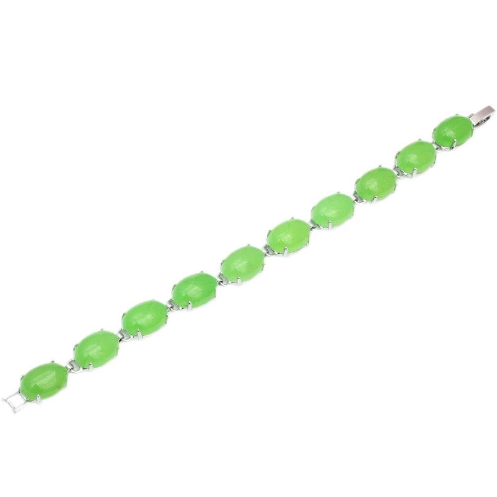 JOE FOREMAN Fashion Jade Woman's Bracelet Green 10x14mm 7 Inchese