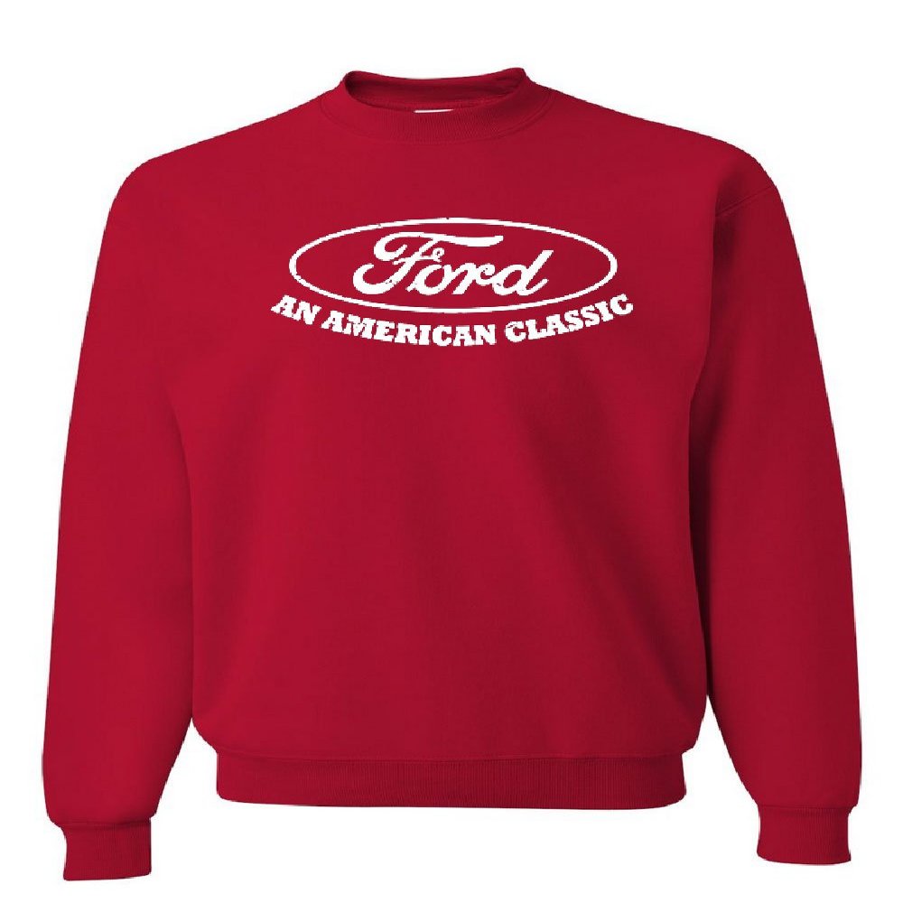 Tee Hunt Ford an American Classic Crew Neck Sweatshirt Ford Truck Licensed Red XX-Large