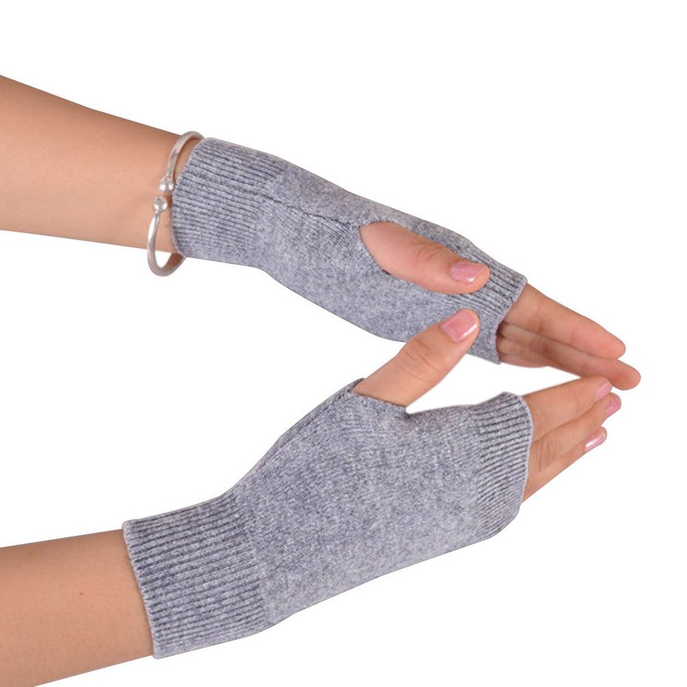 Novawo Wool Blend Fingerless Gloves Soft Arm Warmers Flexible Typing Gloves