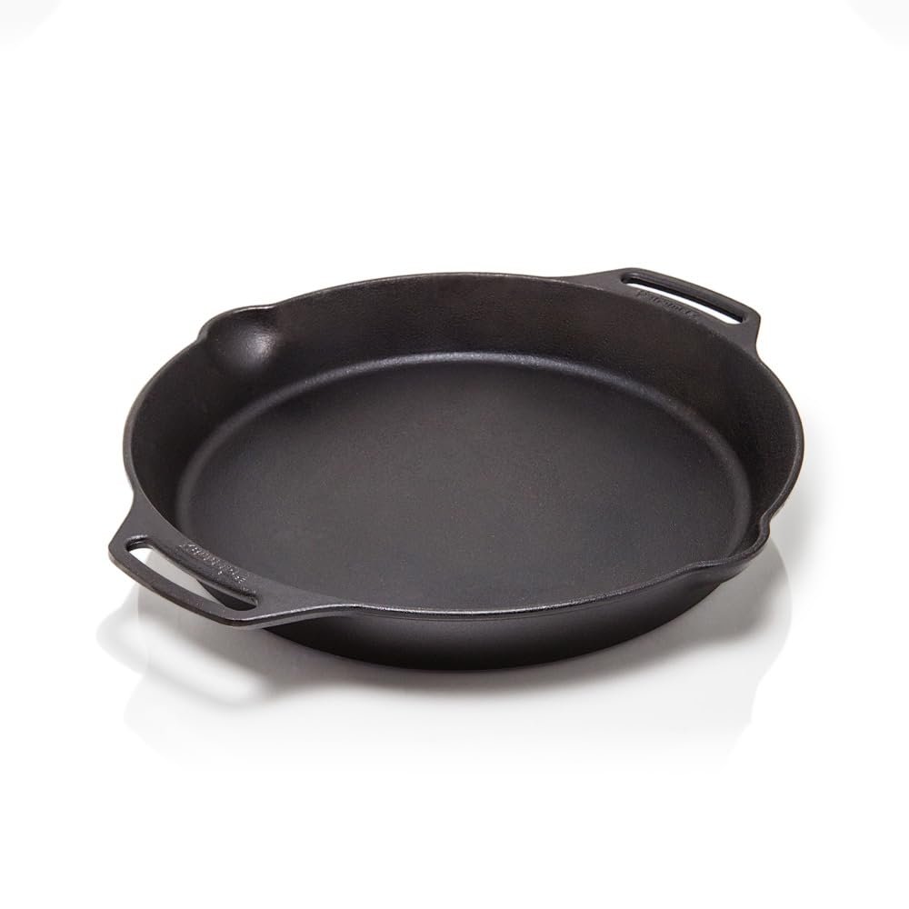 Petromax Cast Iron Fire Skillet for Kitchen or Camping, Pre-Seasoned Cookware for Campfire or Home Oven and Stove, Conducts Heat Evenly, Side Handles, 14"