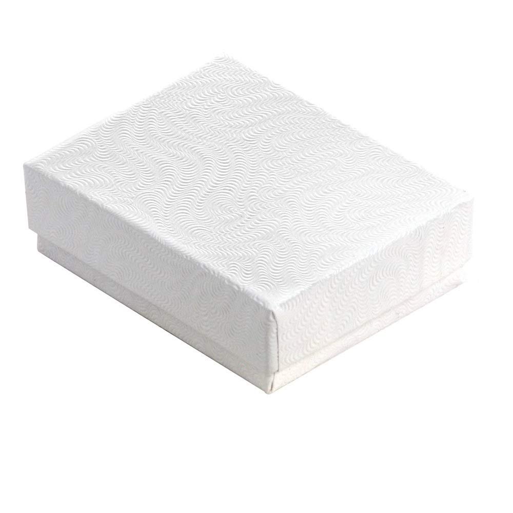 888 Display - Pack of 10 Boxes of 2 5/8" x 1 1/2" x 1"H White Swirl Eggshell Finish Cotton Filled Jewelry Boxes