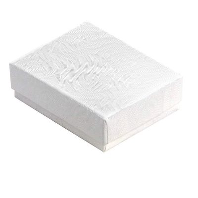 888 Display - Pack of 10 Boxes of 2 1/8" x 1 5/8" x 3/4" H White Swirl Eggshell Finish Cotton Filled Jewelry Boxes
