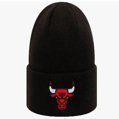 NBA Authentic Chicago Bulls Logo Team Black Cuffed Retro Knit Beanie Cap