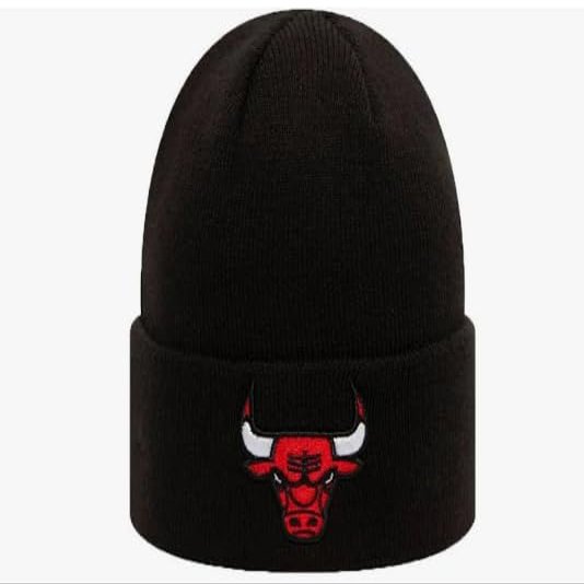 NBA Authentic Chicago Bulls Logo Team Black Cuffed Retro Knit Beanie Cap