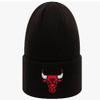 NBA Authentic Chicago Bulls Logo Team Black Cuffed Retro Knit Beanie Cap view 1