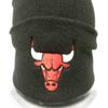 NBA Authentic Chicago Bulls Logo Team Black Cuffed Retro Knit Beanie Cap view 3