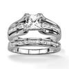 Marimor Jewelry His and Hers Stainless Steel Princess Wedding Ring Set and Classic Wedding Band Women's Size 09 Men's 06mm Size 06 view 2