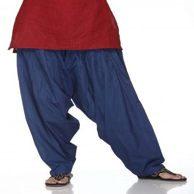 Plain Patiala Salwar Pants-100% Cotton-in Many Colours- Kameez Kurti Tunic Yoga Navy-Blue