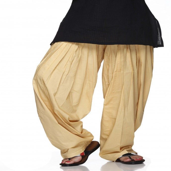 Plain Patiala Salwar Pants-100% Cotton-in Many Colours- Kameez Kurti Tunic Yoga Beige