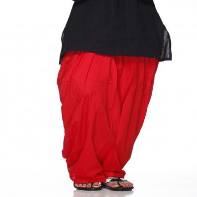 Plain Patiala Salwar Pants-100% Cotton-in Many Colours- Kameez Kurti Tunic Yoga Red