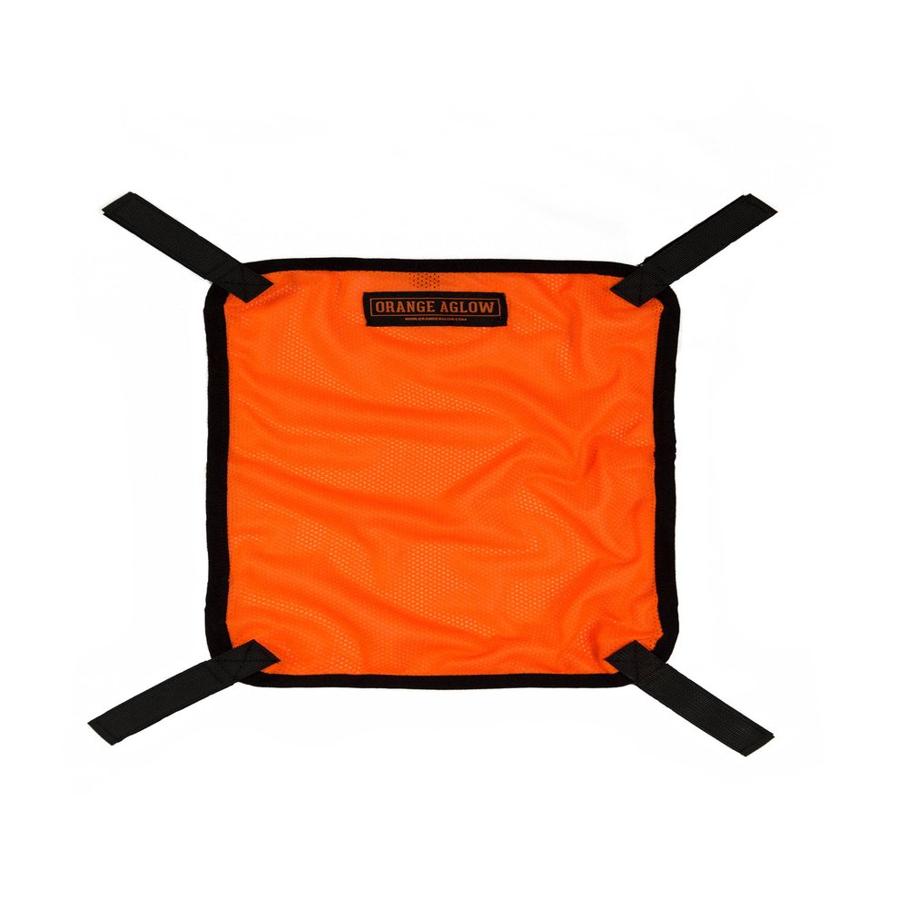 Orange Aglow Blaze Orange Mesh Safety Panel with Reflective Strips (Large, 9" x 12") Lightweight High Visibility Hunting & Outdoors Safety Panel Attaches to Backpacks, Tents, Blinds, and Gear