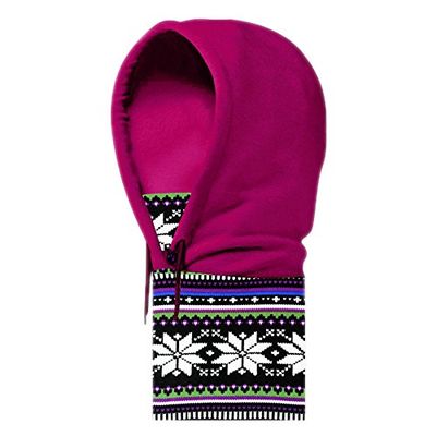 BIKMAN Outdoor Moutaineering Skiing Cycling Full Face Mask Hat Dustproof & Windproof Warm Balaclava Headwear (Rose red-Edelweiss)