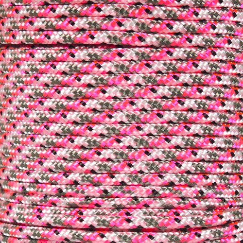 Crafting Cord 325 LB Tensile Strength 3 Strand Core Paracord Spools - 250 Foot and 1000 Foot Size Options (Neon Pink Camo, 1000 Feet)