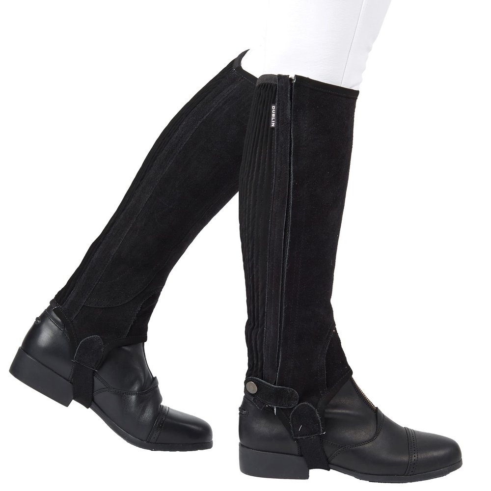 Dublin Suede Half Chaps II, Black, Adults Small
