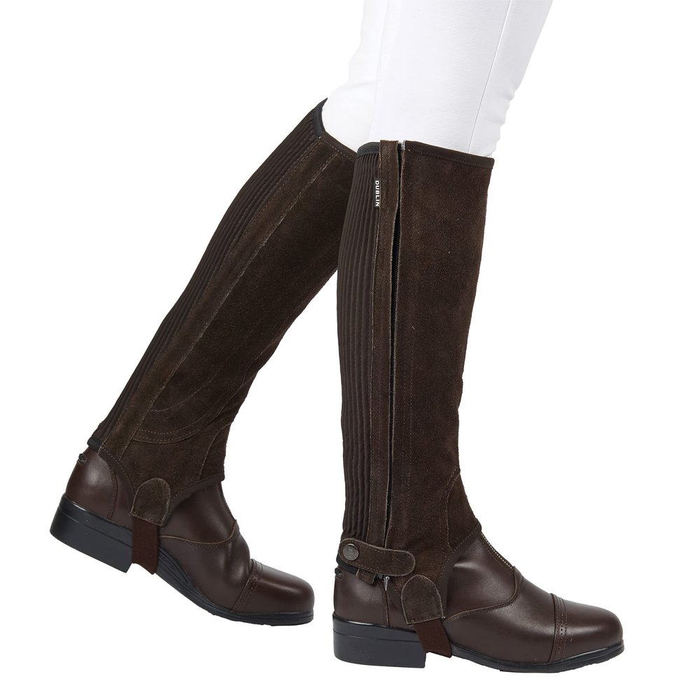Dublin Suede Half Chaps II, Brown, Adults Medium