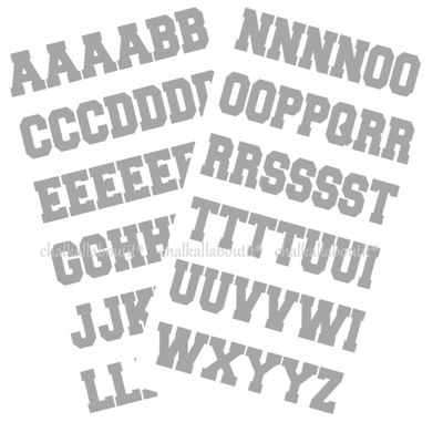 Sports Helmet Letters Only 1" by Chalkallaboutit Baseball, Hockey, Football and lacross (Silver Metallic)