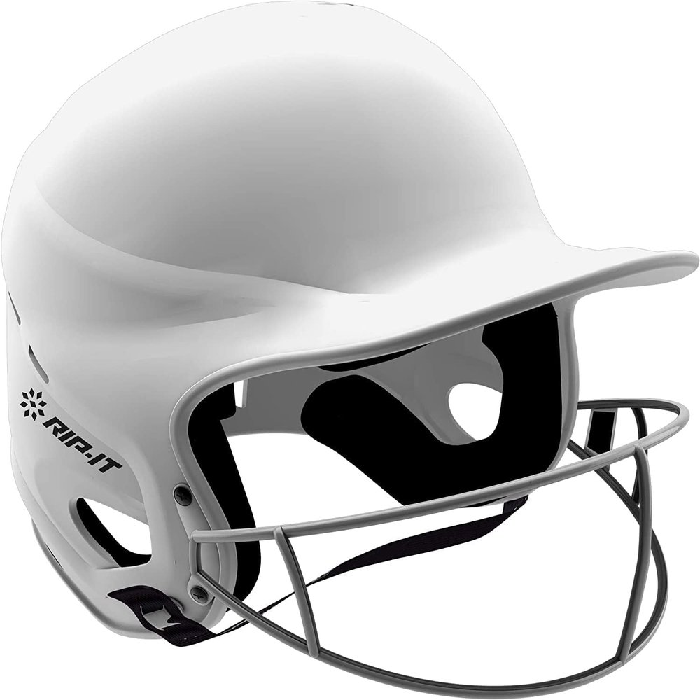 RIP-IT | Vision Pro Softball Batting Helmet with Face Mask | Matte White | S/M | Lightweight Womens Sport Equipment
