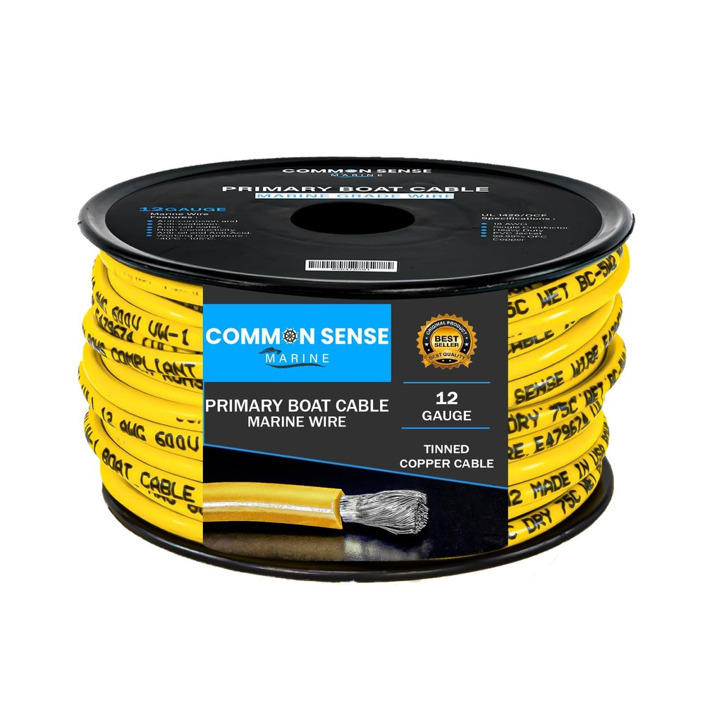 12 Gauge Primary Boat Cable - 100 ft Marine Grade Wire Tinned Oxygen-Free Copper - 12 AWG UL 1426 Standard PVC Wire for Boat, Automotive, Speakers, Camper & Trailers