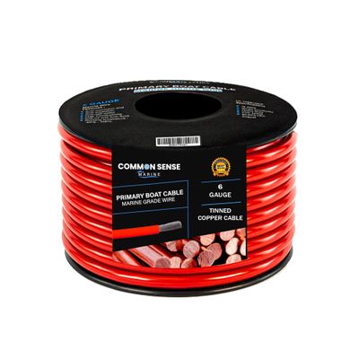 6 Gauge Primary Boat Cable - 100 ft Marine Grade Wire Tinned Oxygen-Free Copper - 6 AWG UL 1426 Standard PVC Wire for Boat, Automotive, Speakers, Camper & Trailers