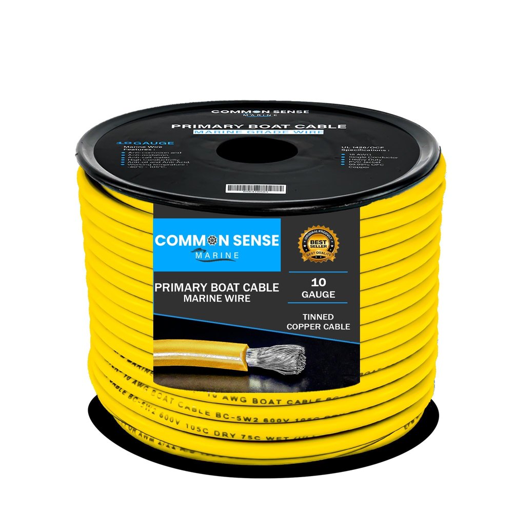 10 Gauge Primary Boat Cable - 50 ft Marine Grade Wire Tinned Oxygen-Free Copper - 10 AWG UL 1426 Standard PVC Wire for Boat, Automotive, Speakers, Camper & Trailers