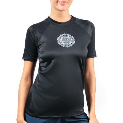 Kanu Surf womens Breeze Upf 50+ Short Sleeved Active Rashguard & Workout Top Rash Guard Shirt, Juliette Black, X-Small US