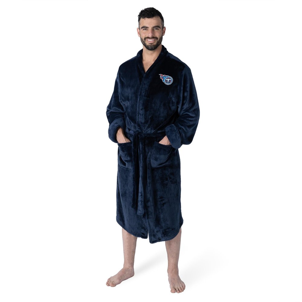 Northwest NFL Tennessee Titans Adult Unisex Silk Touch Bathrobe, Large/X-Large, Navy, Officially Licensed Loungewear, Soft Plush Polyester