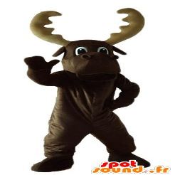 Large Brown Caribou Pet with a Large Wood