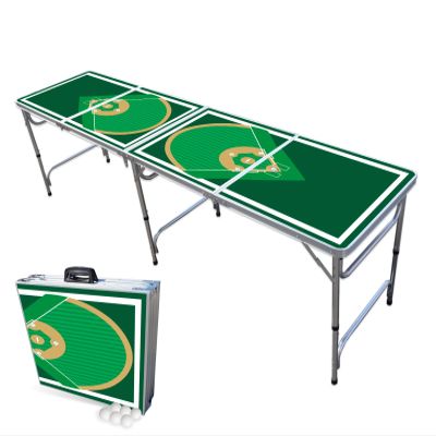 PARTYPONG 8-Foot Folding Beer Pong Table - Baseball Diamonds Edition (Base Model)