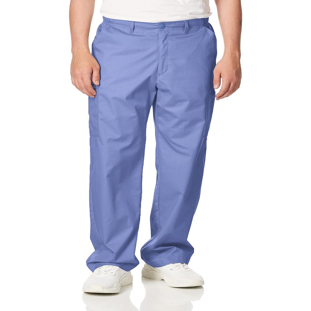WonderWink Men's Cargo Pant, Ceil Blue, Small Tall