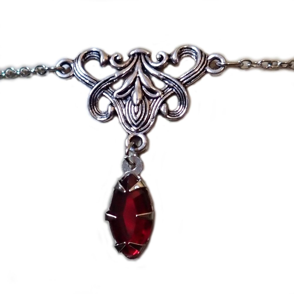 Moon Maiden Jewelry Silver Elven Lily Circlet w/Ruby Red Stone