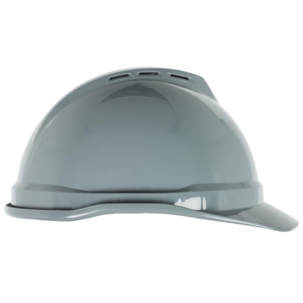 MSA 10034033 V-Gard 500 Cap Style Safety Hard Hat With 6-Point Fas-Trac III Ratchet Suspension | Polyethylene Shell, Self Adjusting Crown Straps - Standard Size in Navy/Gray