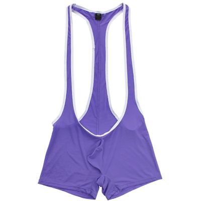 YiZYiF Men's Jockstrap Bodysuit Soft Thin Freestyle Wrestling Singlet Underwear Purple X-Large