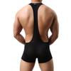 YiZYiF Men's Jockstrap Bodysuit Soft Thin Freestyle Wrestling Singlet Underwear Black X-Large view 2