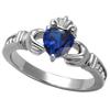 1000 Jewels Aine: 0.87ct Simulated Blue Sapphire & IOF CZ Dublin Claddagh Promise Ring 316 Steel, 3002A sz 7.0 view 1