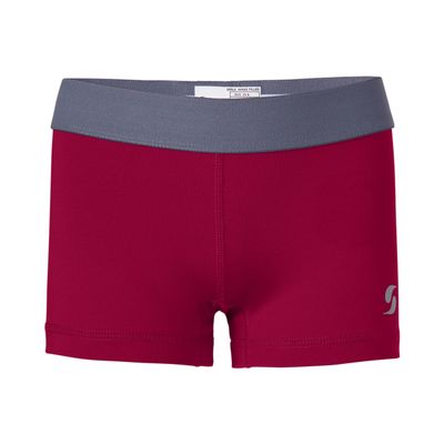 Soffe Dri Girls Compression Short, Cardinal/Gun Metal, X-Small