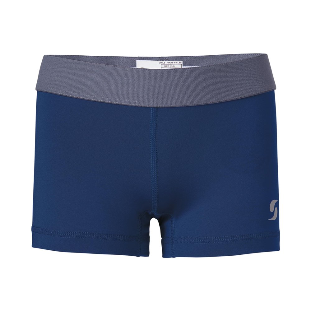 Soffe Dri Girls Compression Short, Navy/Gun Metal, X-Small