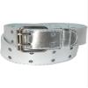 CTM Kids' 1 Inch Wide Leather Two Hole Jean Belt, Medium, Silver view 3
