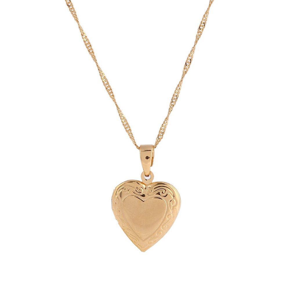 24k Gold Plated Romantic Fancy Heart Locket Pendant for Valentine's Day Gift