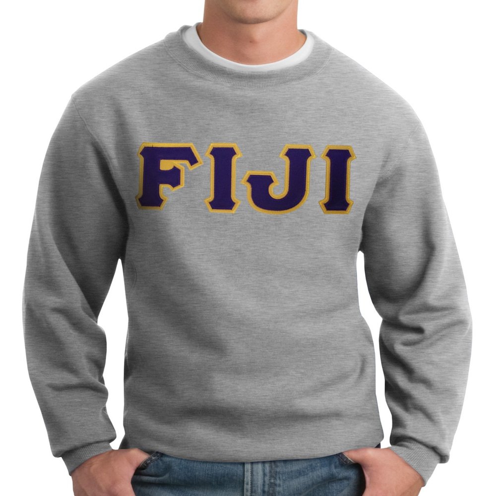 Campus Classics Phi Gamma Delta Crew Neck Sweatshirt with Greek Letters XX-Large Heather Gray
