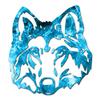 Dog Wolf Head - Vinyl Decal Sticker - 5.75" x 6.25" - Blue Flames view 1