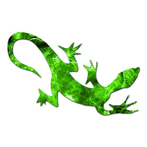 Tribal Lizard Gecko Anole - Vinyl Decal Sticker - 9.25" x 5.75" - Green Flames