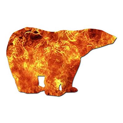 Polar Bear - Vinyl Decal Sticker - 17" x 10.75" - Orange Flames