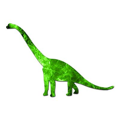 Brontosaurus Dinosaur - Vinyl Decal Sticker - 17" x 11.5" - Green Flames