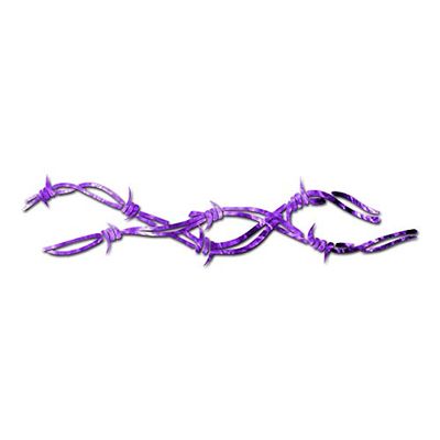 Barbed Wire Barb Bobbed - Vinyl Decal Sticker - 12" x 2.75" - Purple Flames