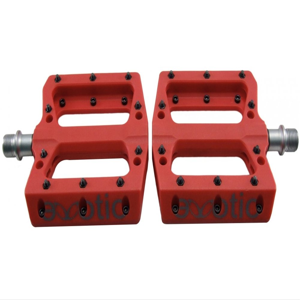 CarbonCycles Exotic Thermoplastic Flat BMX MTB Pedals, 6 Colors 350 g/Pair Replaceable Pins