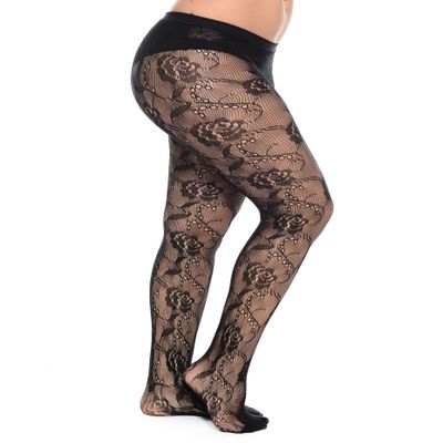 Killer Legs Exotic Plus Size Pantyhose (Dew Drops On Roses)