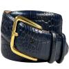 Andrea Women's Dress Belt Solid Brass Buckle (Gold) Italian Calfskin Genuine Leather Dress Belt 1-1/8"(30mm) Wide (Alligator Navy, 46) view 1